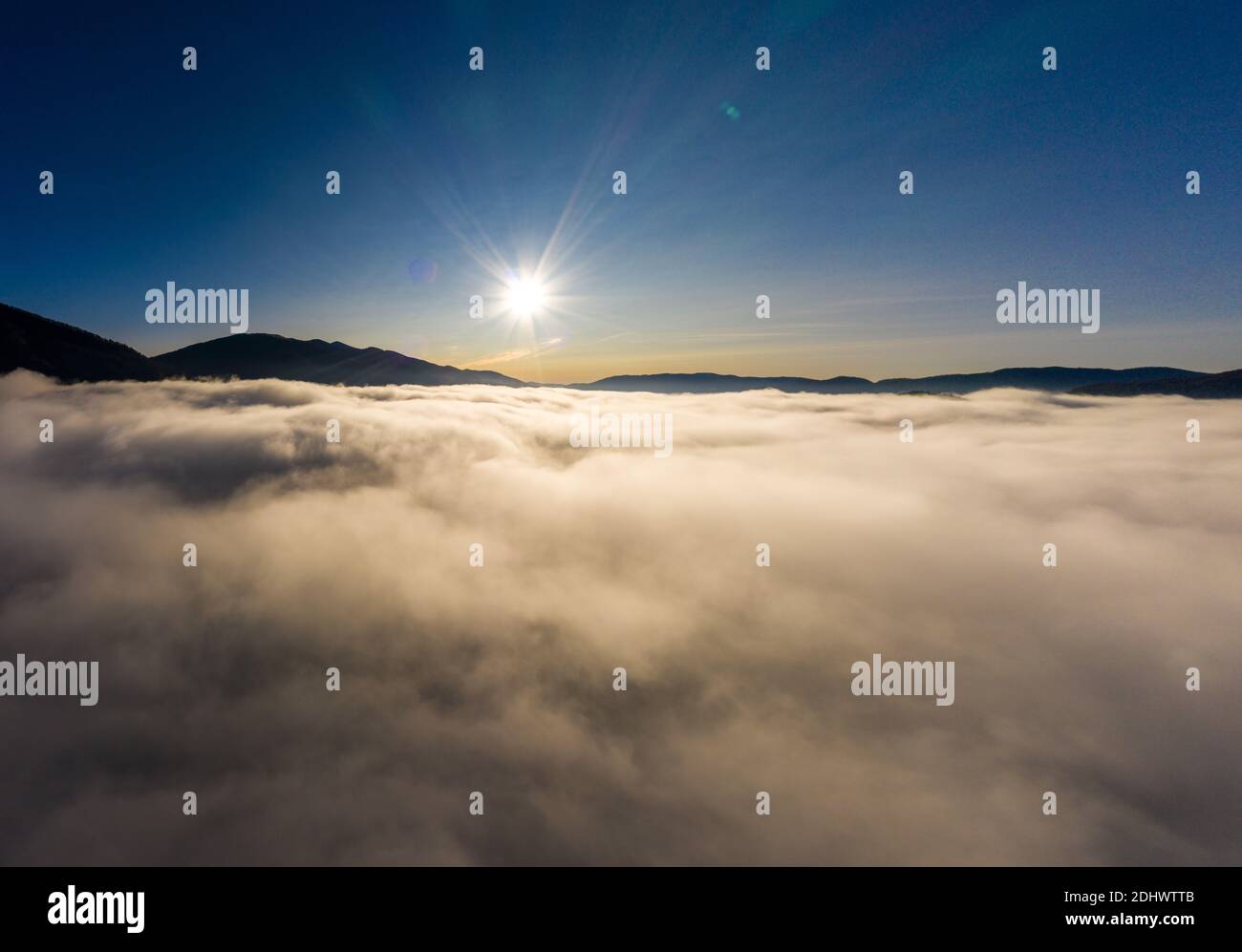 Aerial drone shot moody misty hi-res stock photography and images - Alamy