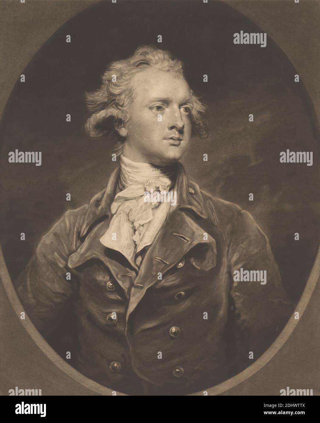 Sir Abraham Hume, Bart. F.R.S., Print made by John Jones, ca. 1745–1797, British, after Sir Joshua Reynolds RA, 1723–1792, British, 1783, Mezzotint on medium, slightly textured, beige, laid paper, Sheet: 15 1/8 × 11 1/8 inches (38.4 × 28.3 cm) and Image: 13 7/16 × 10 15/16 inches (34.1 × 27.8 cm Stock Photo
