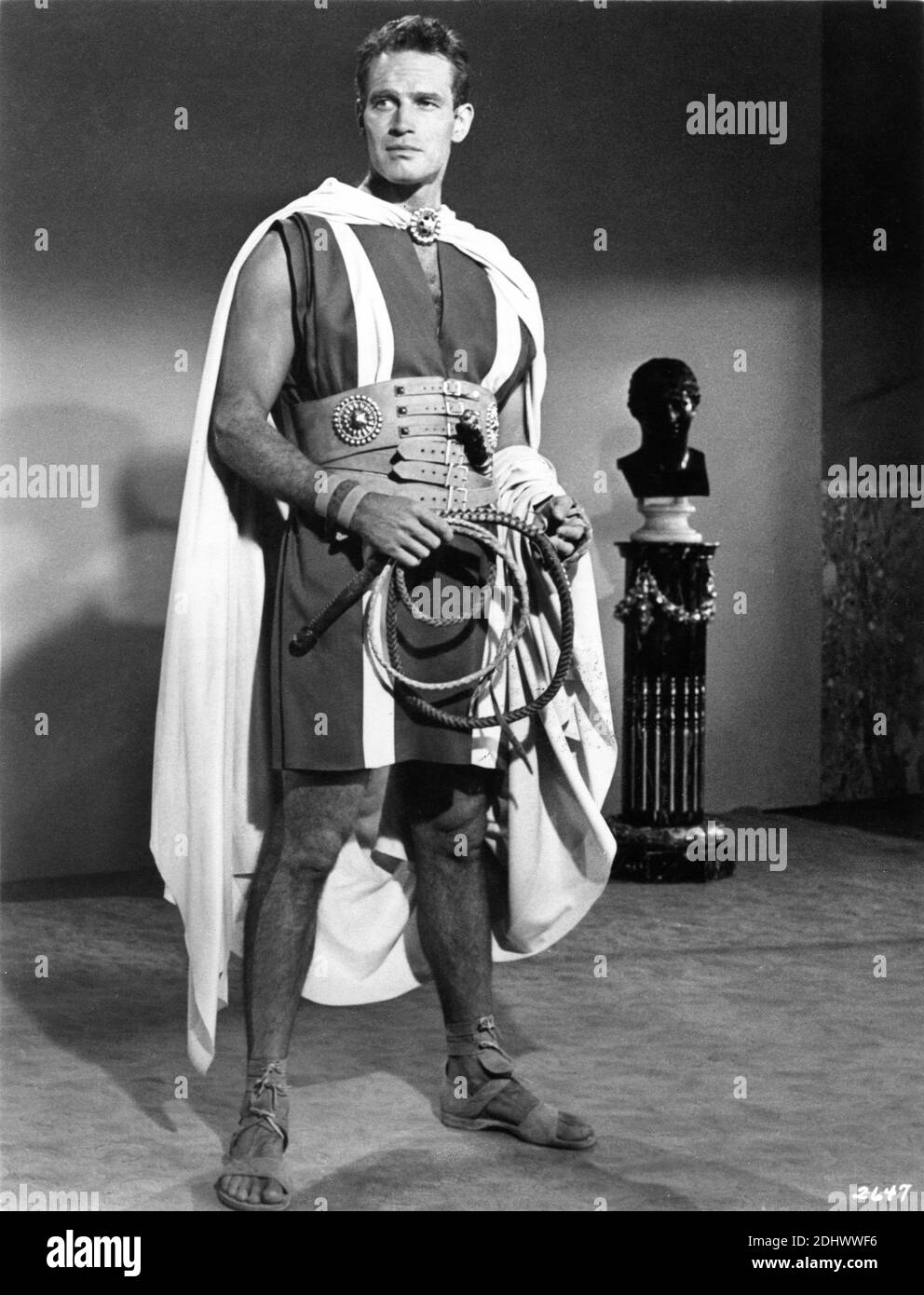 CHARLTON HESTON in subsequently unused Costume Test for BEN-HUR 1959  director WILLIAM WYLER novel General Lew Wallace screenplay Karl Tunberg  music Miklos Rozsa costume design Elizabeth Haffenden producer Sam  Zimbalist Metro Goldwyn