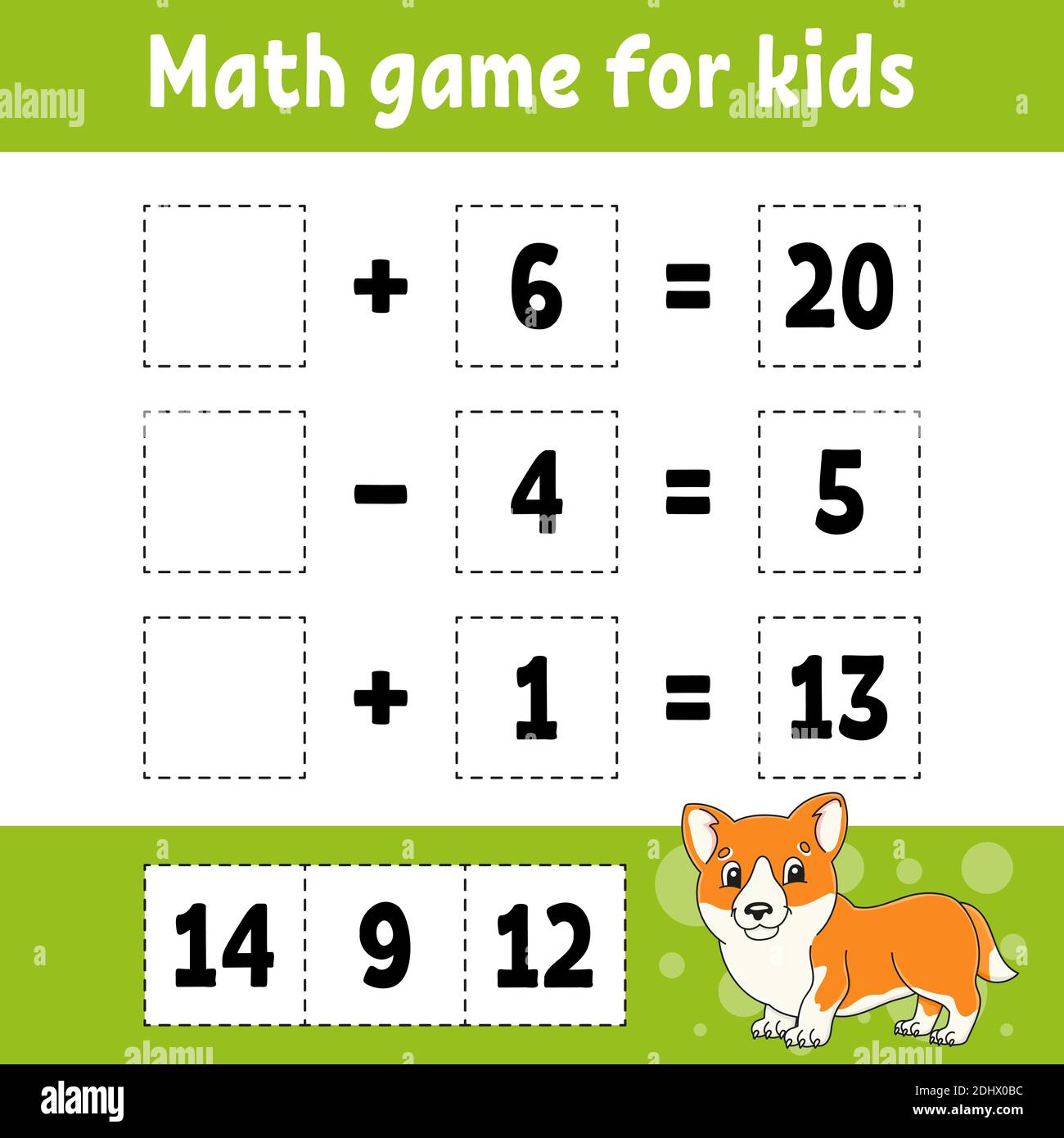 Math game for kids. Education developing worksheet. Activity page with ...