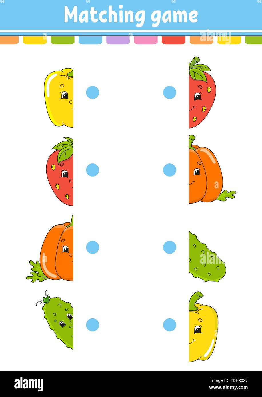 Matching game. Draw a line. Education developing worksheet. Activity