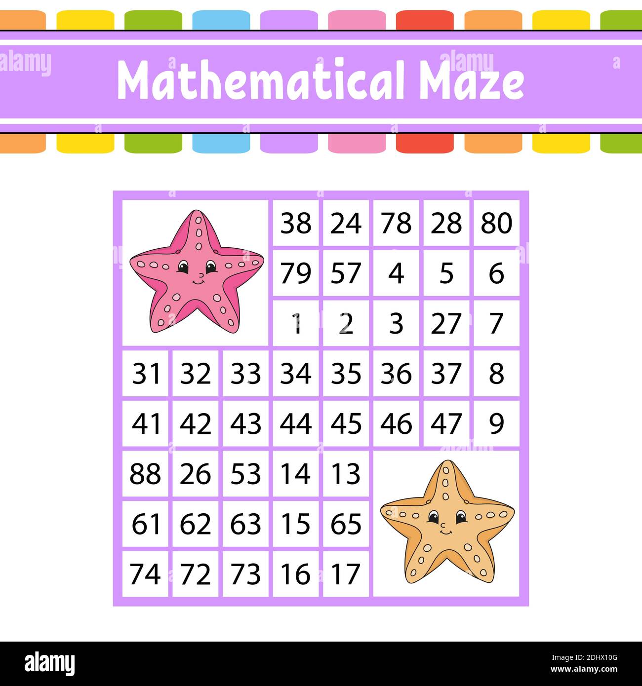 Mathematical maze. Game for kids. Number labyrinth. Education ...