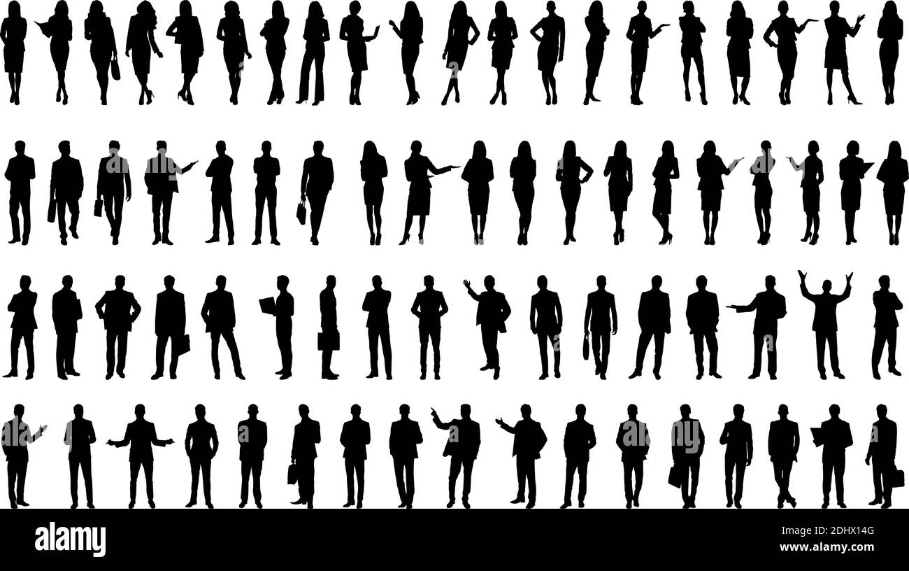 Compilation of business concept men and women - Vector illustration ...