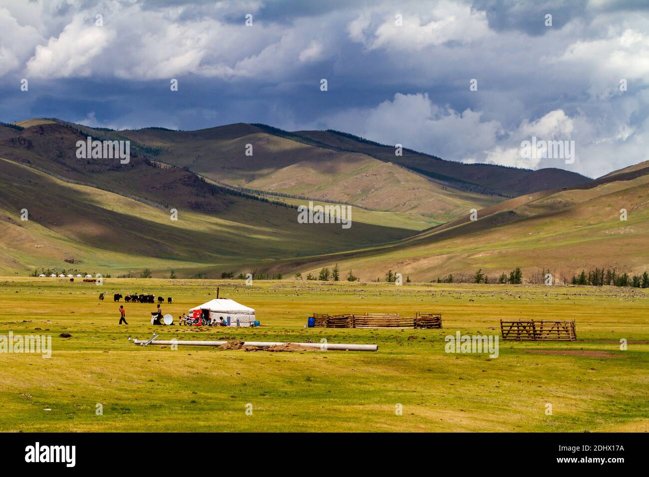 Yurt Camp in the landscape of Mongolia Stock Photo - Alamy