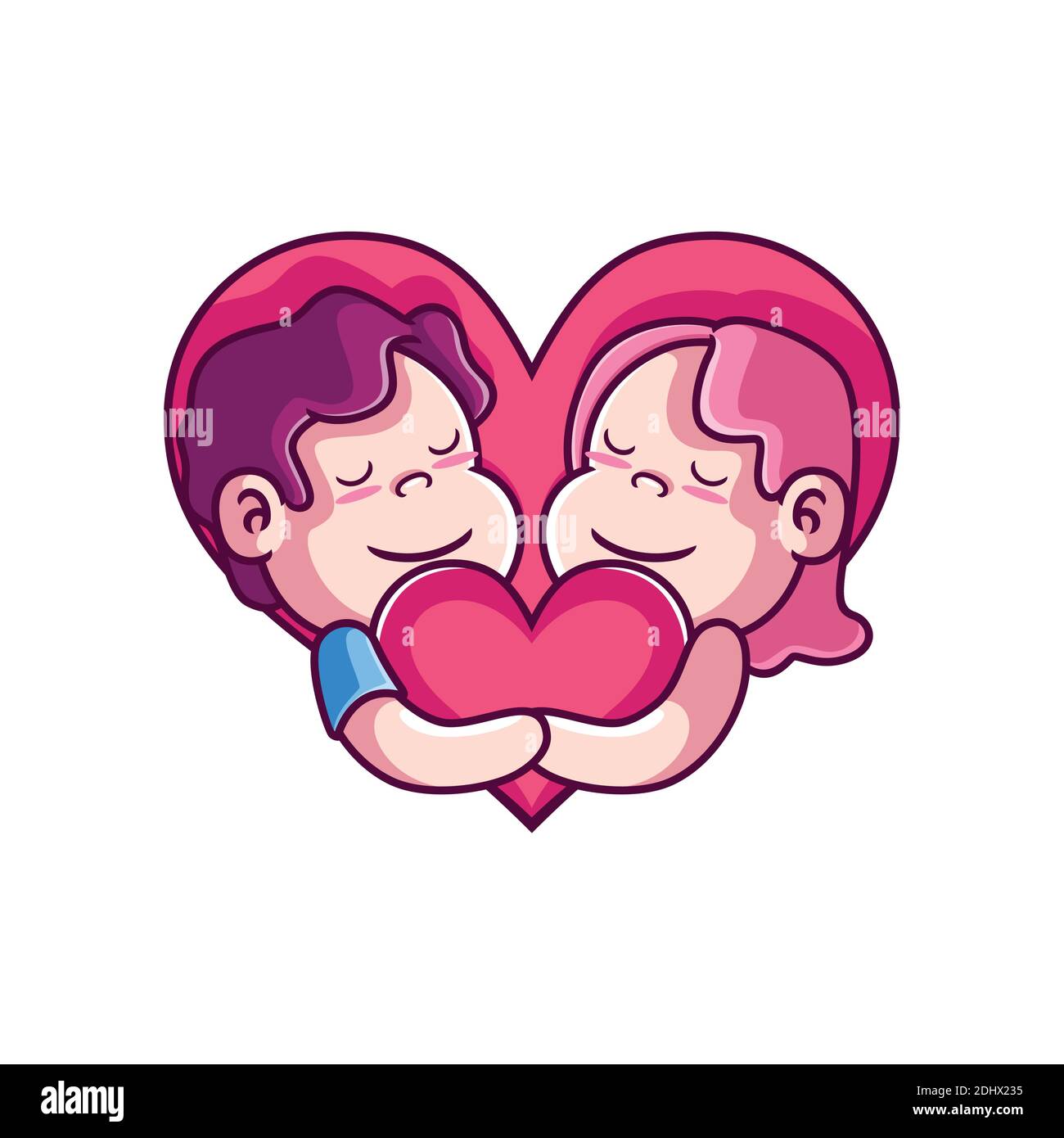 cute couple holding love icon Stock Vector Image & Art - Alamy