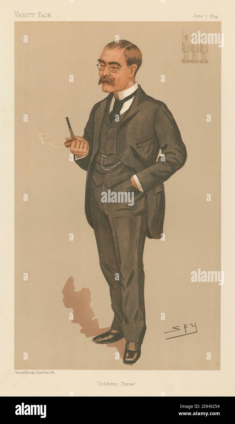 Soldiers Three, Rudyard Kipling (Vanity Fair series), Leslie Matthew 'Spy'  Ward, 1851–1922, British, 1894, Colored lithograph Stock Photo - Alamy