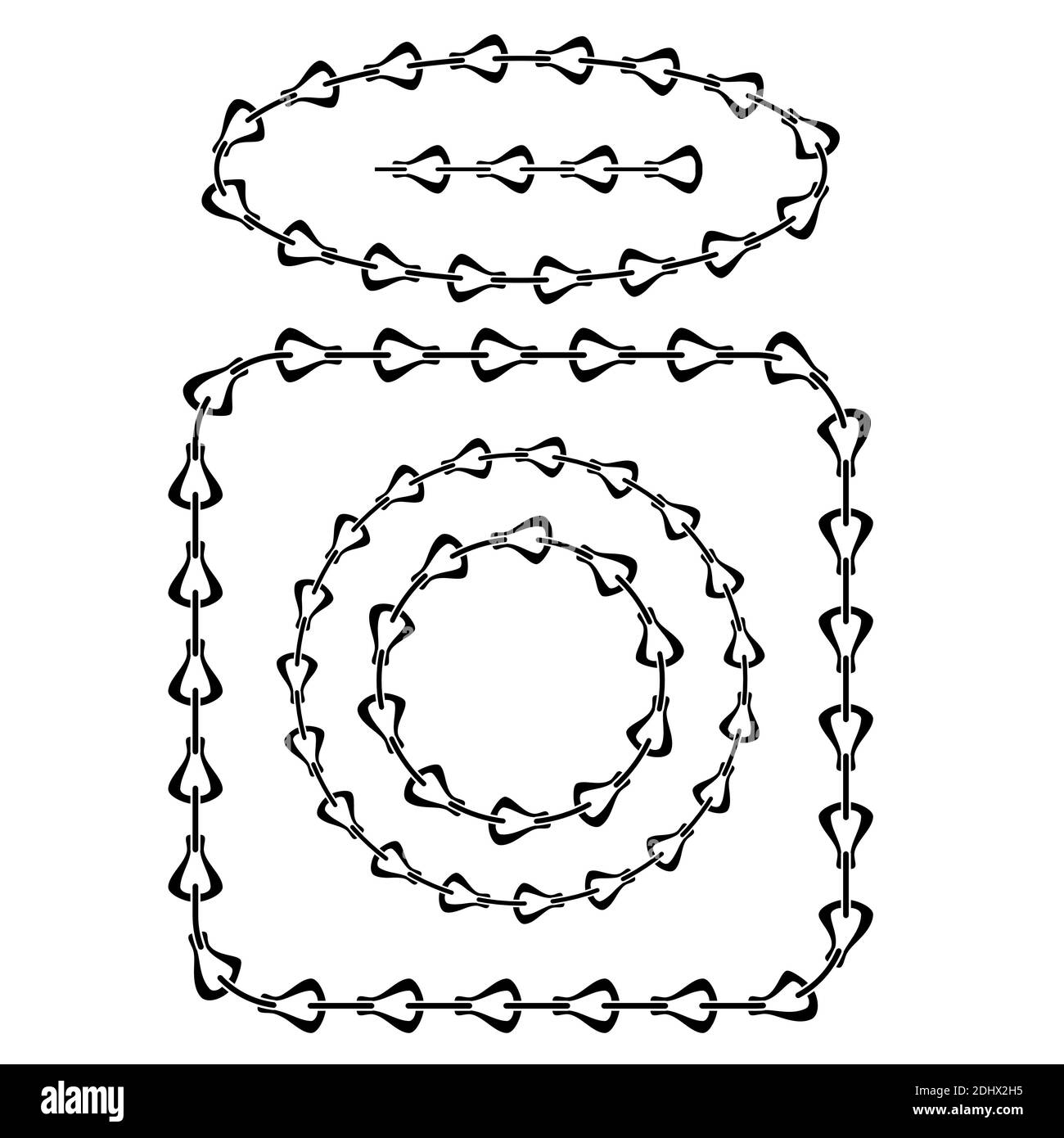 Set of Different Chain Frames Isolated on White Background Stock Photo