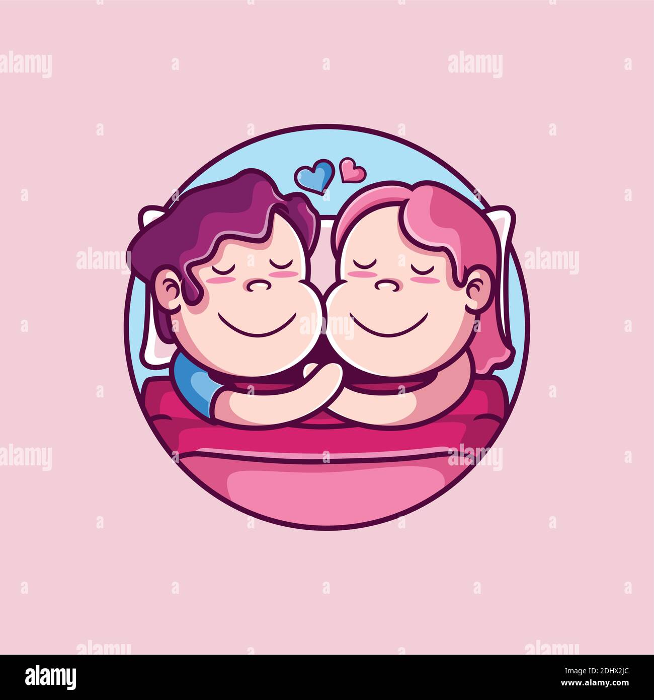 cute couple in love sleeping together Stock Vector Image & Art - Alamy