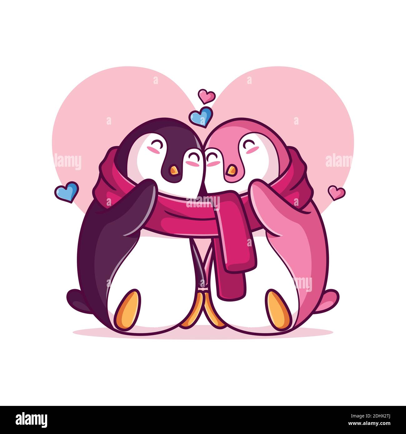 cute romantic valentine's day penguins couple in love Stock Vector ...