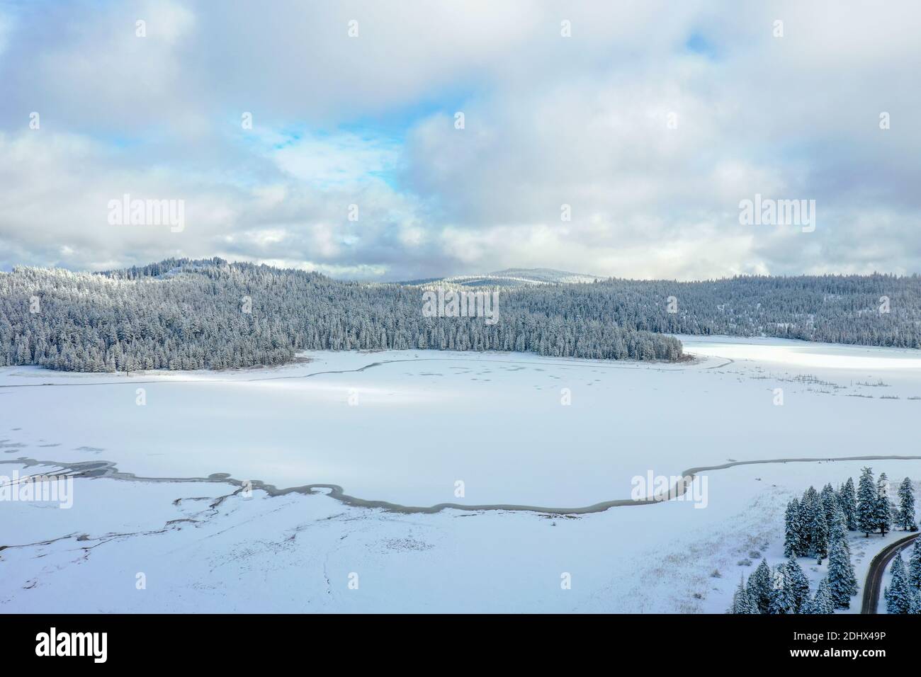 Drone view under forest lake hi-res stock photography and images - Alamy