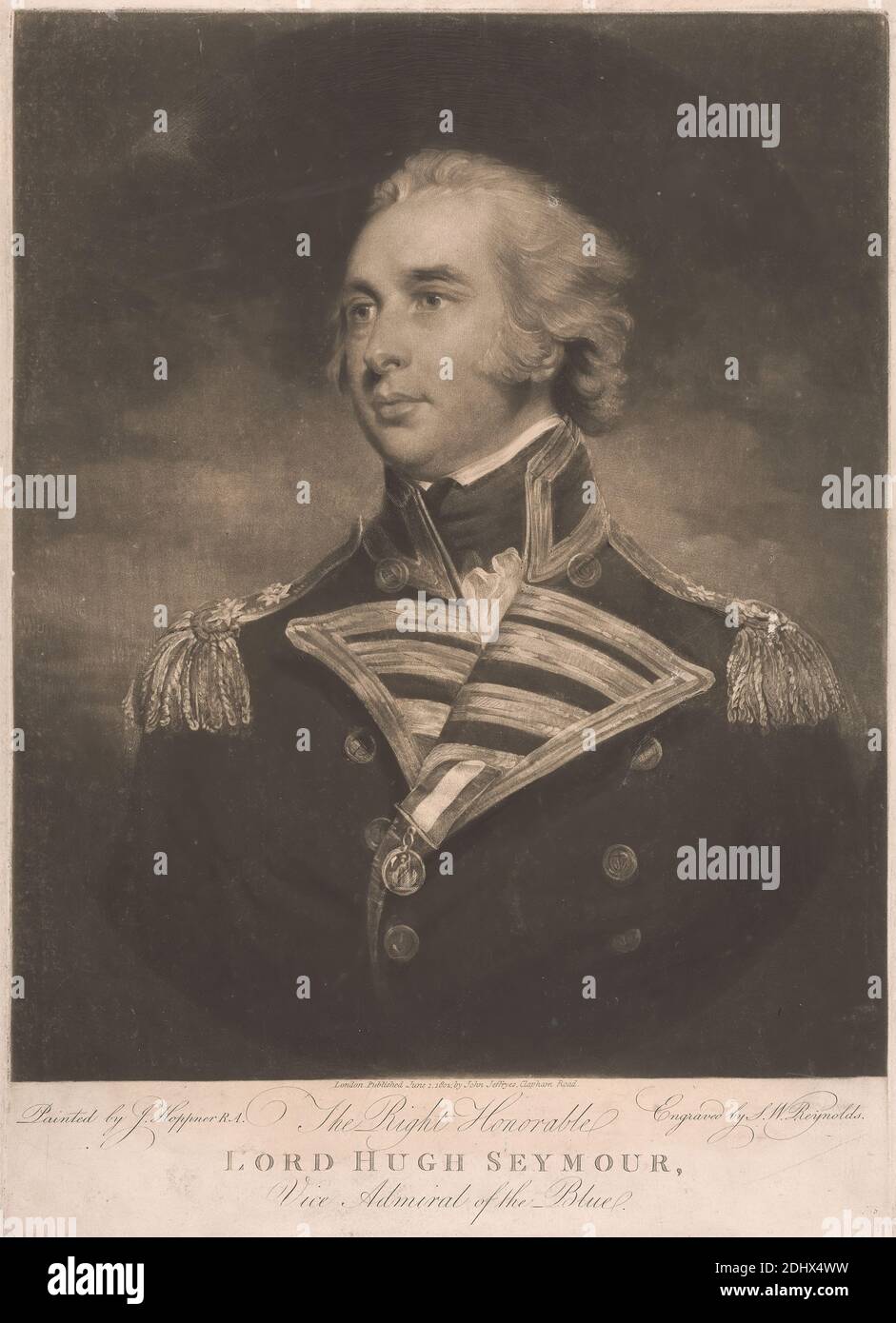 Lord Hugh Seymour, Samuel William Reynolds, 1773–1835, British, after John Hoppner, 1758–1810, British, 1802, Mezzotint, Sheet: 10 1/4 x 14 1/8in. (26 x 35.9cm Stock Photo