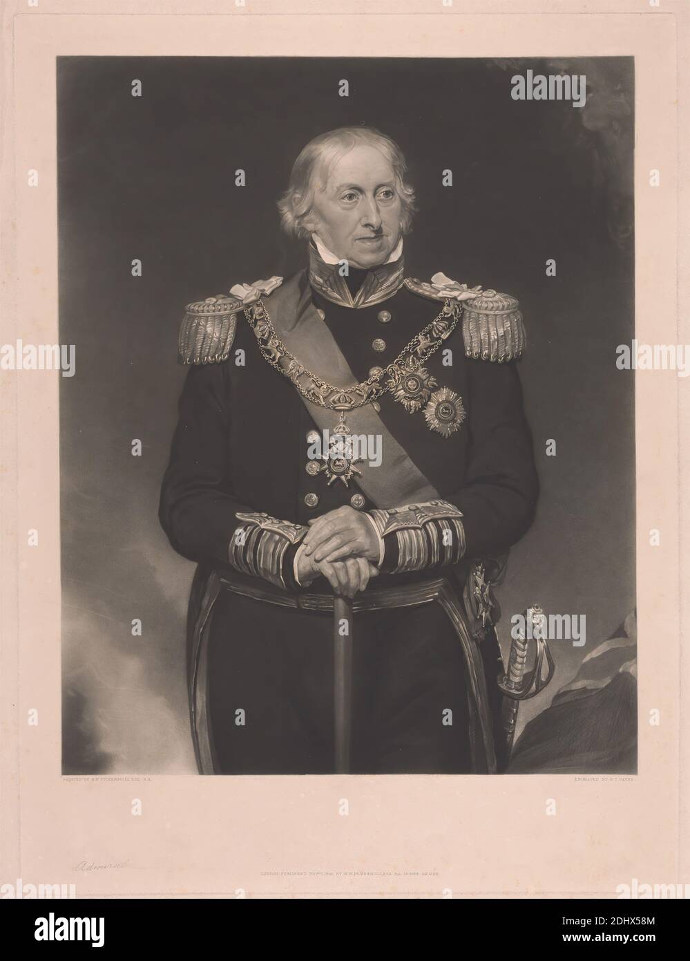 Admiral Sir B.W.C.R. Owen, G. T. Payne, active 1837–1850, after Henry William Pickersgill, 1782–1875, British, 1849, Mezzotint, Sheet: 14 1/4 x 19in. (36.2 x 48.3cm Stock Photo