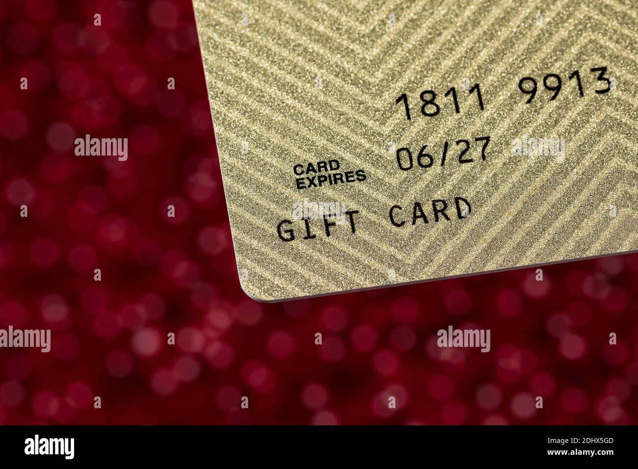Closeup of gift card. Concept of holiday gift idea, consumer spending, and online shopping Stock Photo