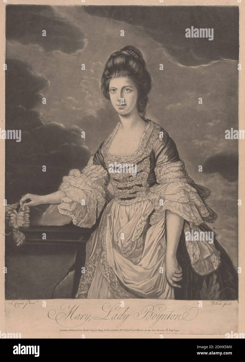 Mary, Lady Boynton (d. 1778), James Wilson, c.1735–c.1786, after Francis Cotes RA, 1726–1770, British, 1771, Mezzotint, Sheet: 12 3/8 x 9 13/16in. (31.4 x 24.9cm Stock Photo