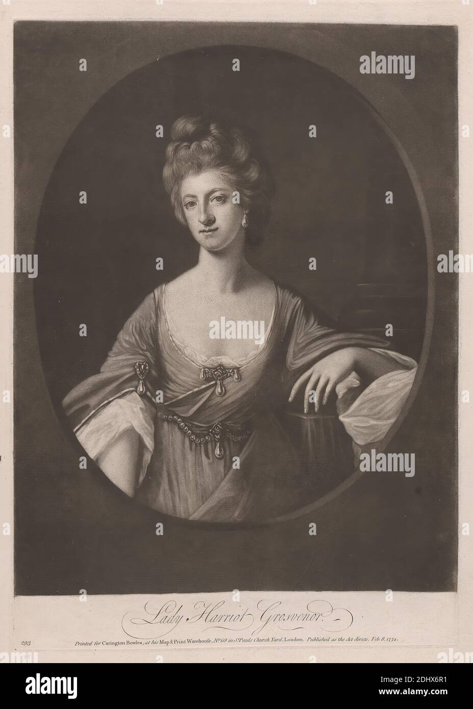 Lady Harriot Grosvenor, William Dickinson, eighteenth century-nineteenth century, 1746–1823, British, after unknown artist, undated, Mezzotint Stock Photo