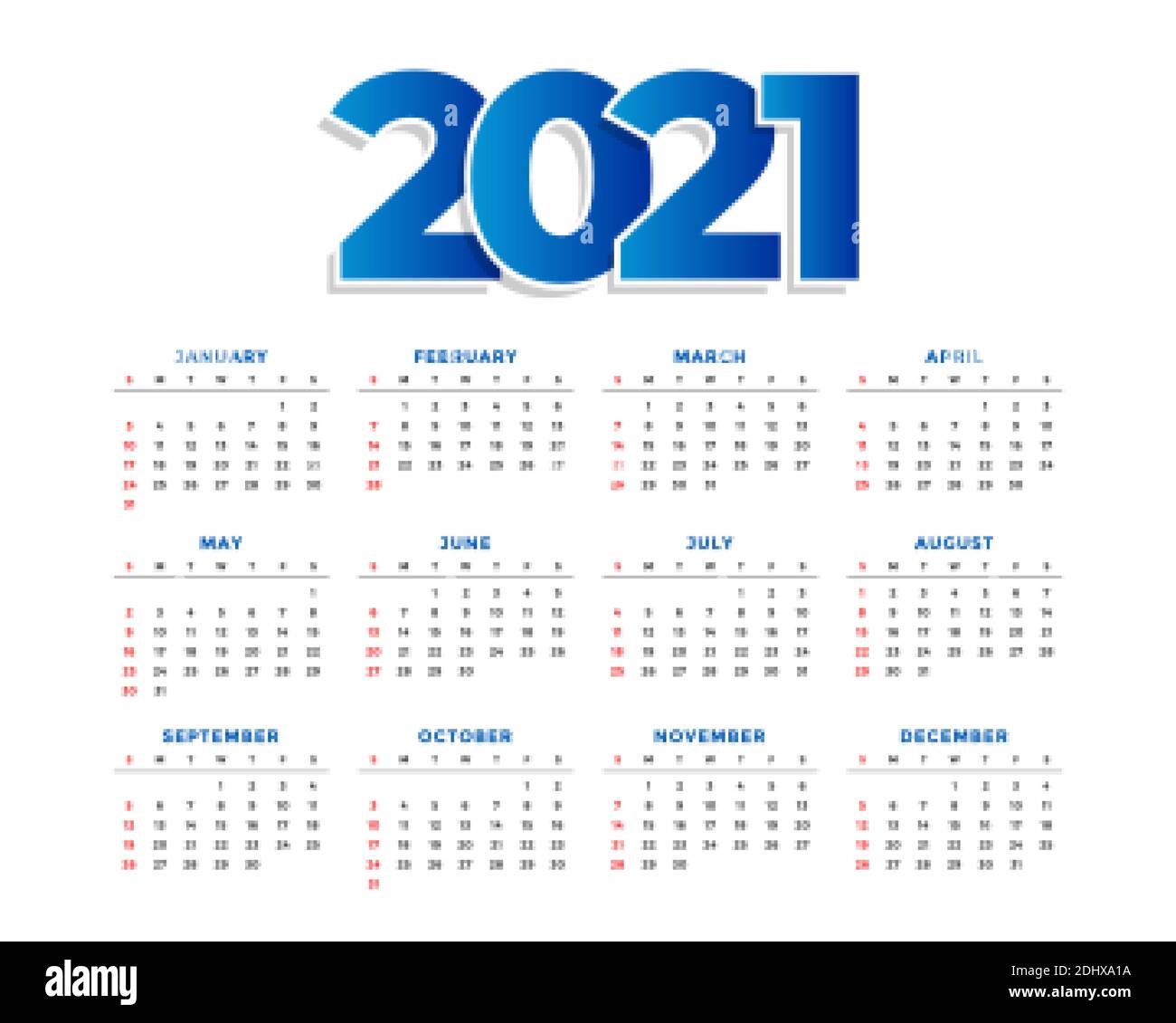 21 New Year Simple Calendar Design Template Stock Vector Image Art Alamy