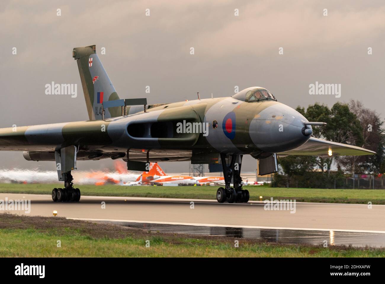 London Southend Airport, Essex, UK. 12th Dec, 2020. Avro Vulcan B2 bomber serial number XL426 was delivered to the Royal Air Force in 1962 and served through the Cold War as part of the nuclear deterrent and beyond until retirement in 1986, after which it was bought for display by an individual at Southend. After languishing for years it was taken on by the Vulcan Restoration Trust, a charity run by volunteers, who have restored it to ground running conditions. Today they held a rare high speed run down Southend’s runway Stock Photo