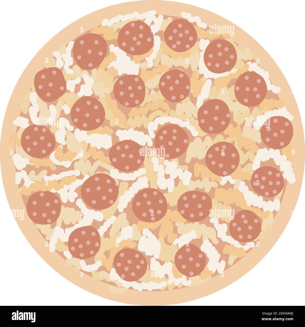 Abstract pizza with pepperoni and different types of sauces and cheese