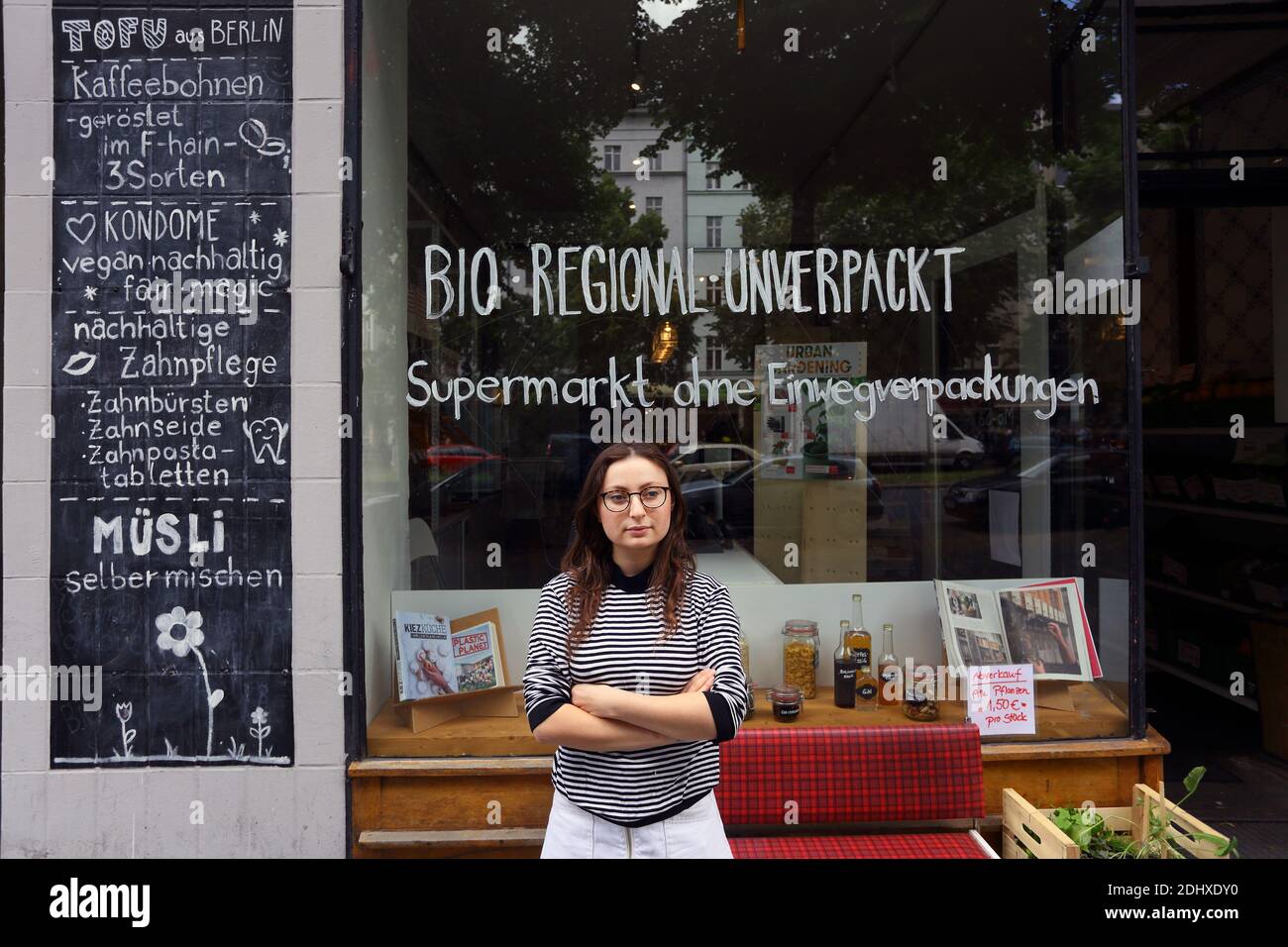 Germany / Berlin / Founder Milena Glimbovski Orginal Unverpackt Berlin , a German concept store selling groceries without the packaging Stock Photo