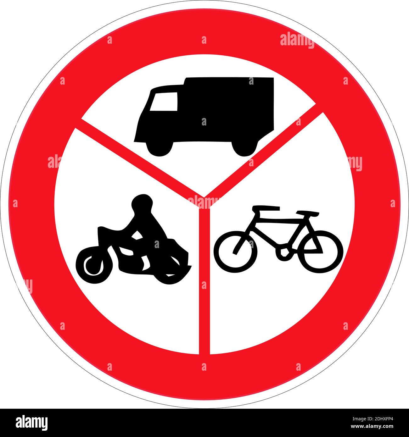 Road sign no entry of marked vehicles. Vector illustration. Stock Vector