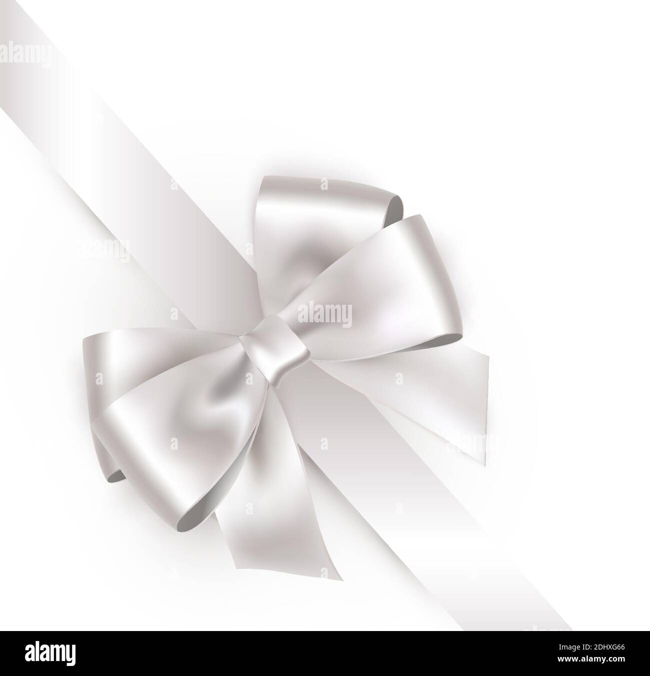 Elegance white satin bow with ribbon isolated Vector Image