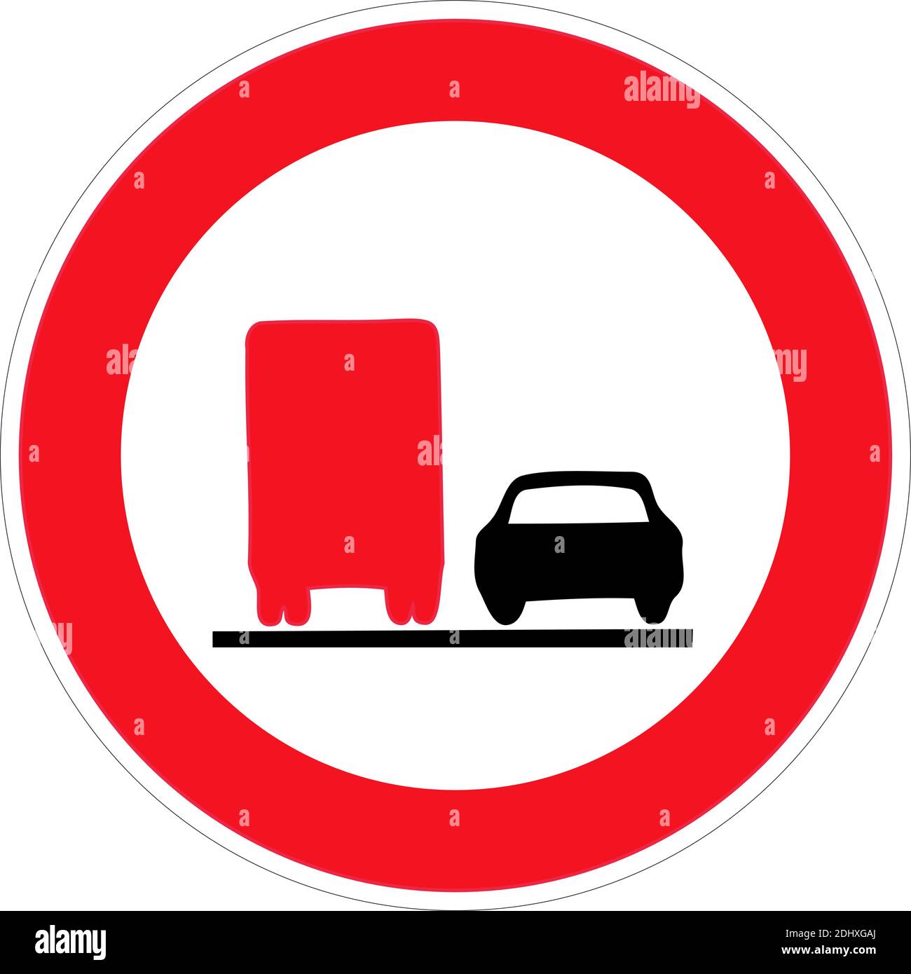 not overtaken truck car road sign isolated vector design Stock Vector