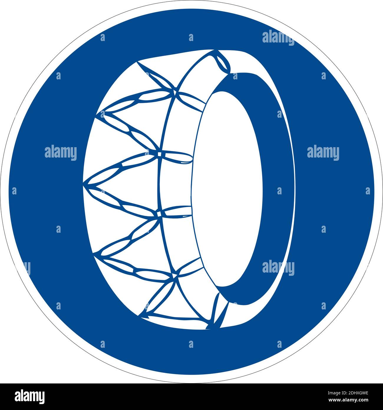 Command road sign. Traffic sign snow chains. Snow chains are required