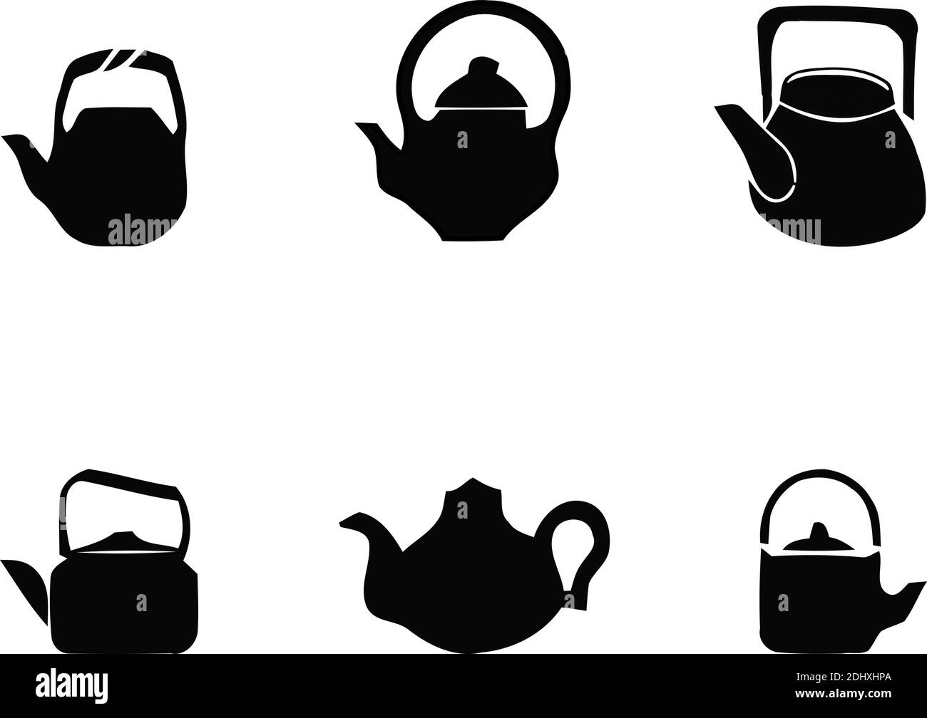 Kettle teapot icons set. Simple illustration of 6 kettle teapot logo