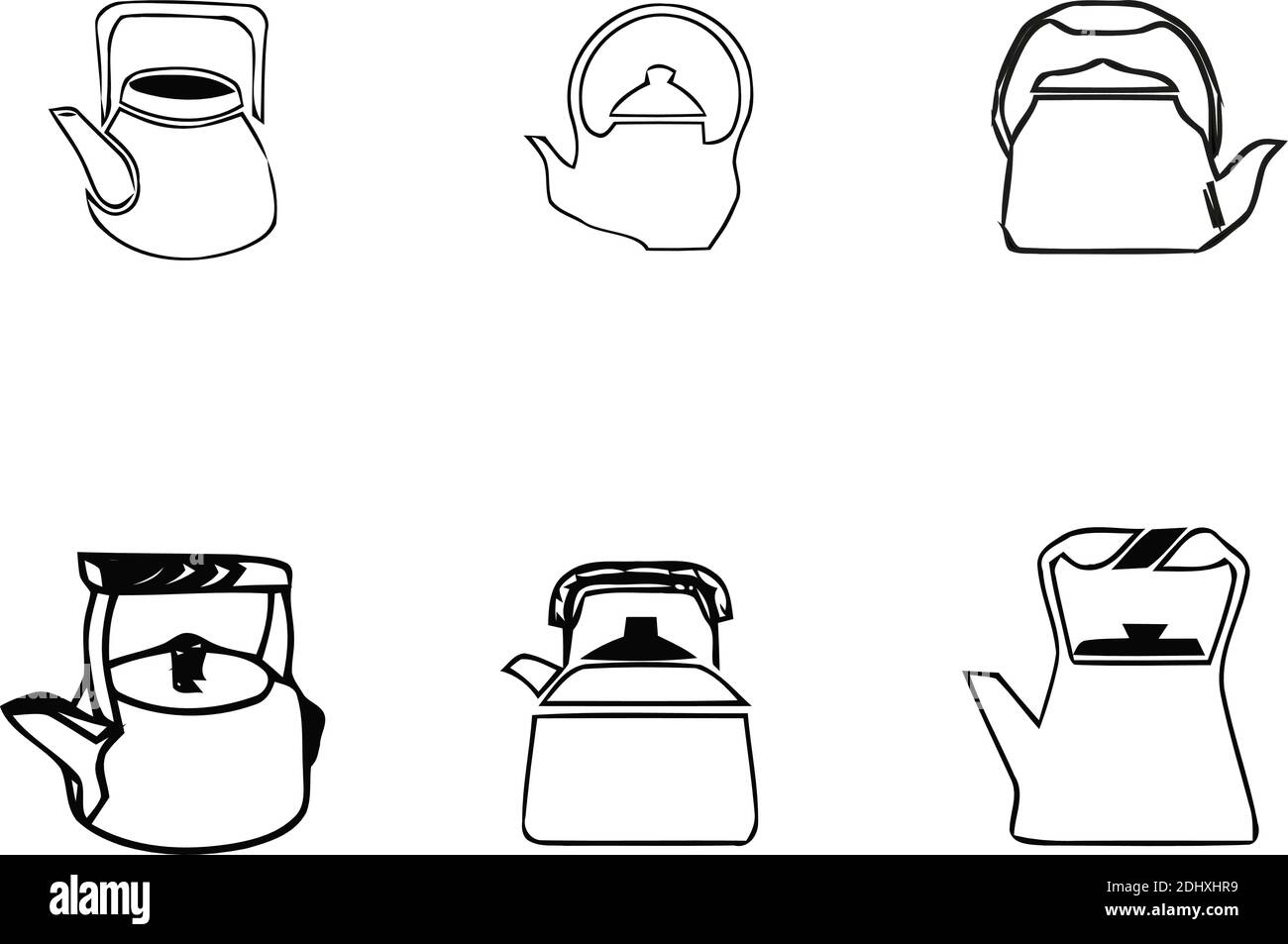 Kettle teapot icons set. Simple illustration of 6 kettle teapot logo