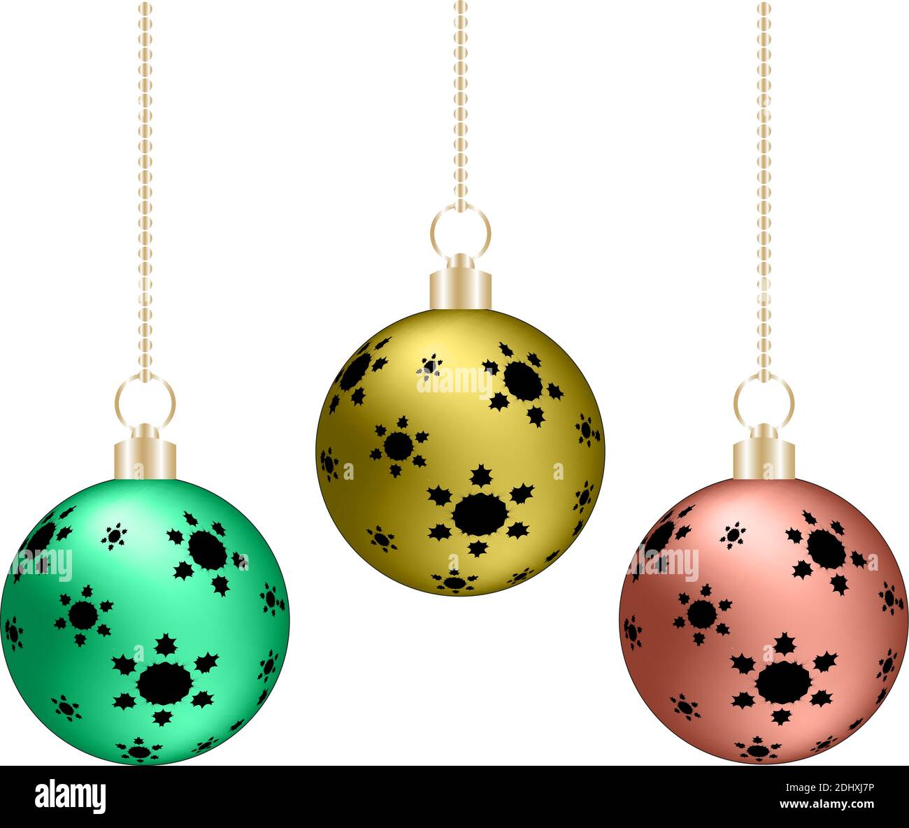 Christmas balls in different colors hanging. Vector illustration. Stock Vector
