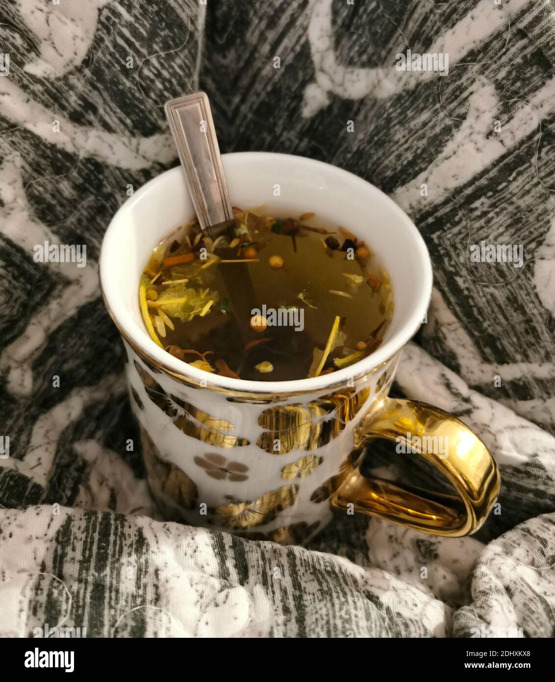 Herbal tea for colds and flu on a cold winter day Stock Photo