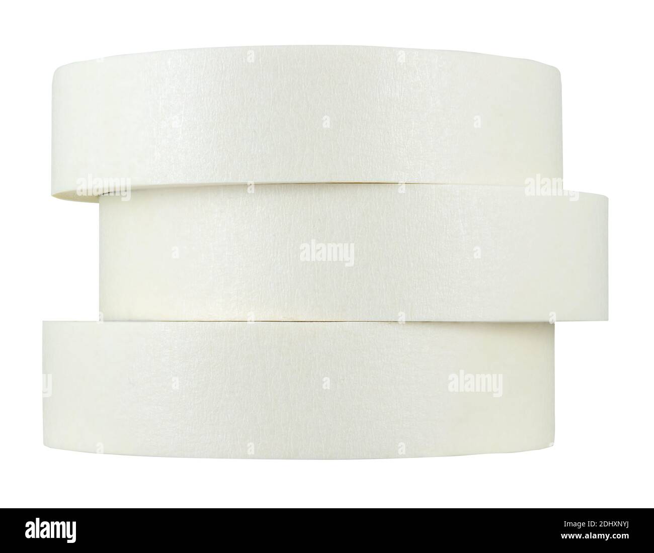 Three Rolls Of Masking Tape (Or Painter's Tape) Isolated On A White Background Stock Photo