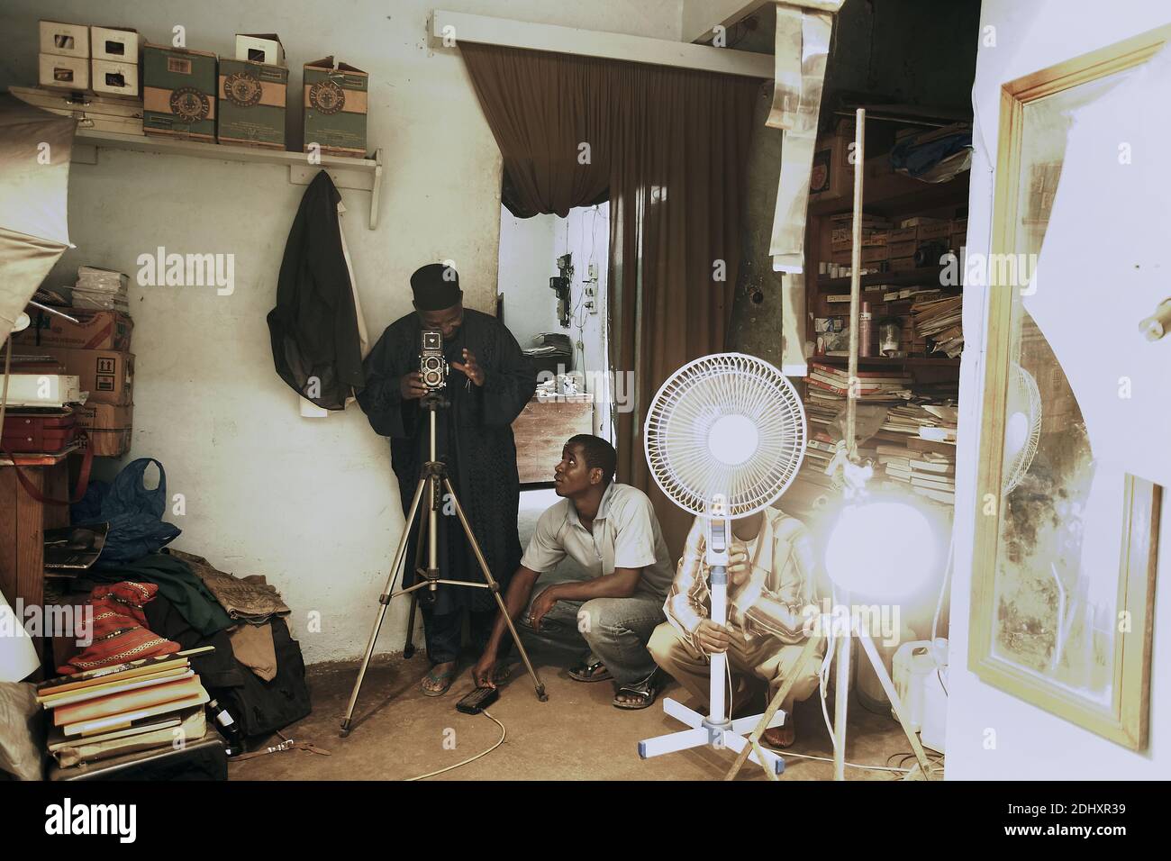 The Malian photographer Malick Sidibé in his Studio in Bamako ,Mali, West Africa. Stock Photo