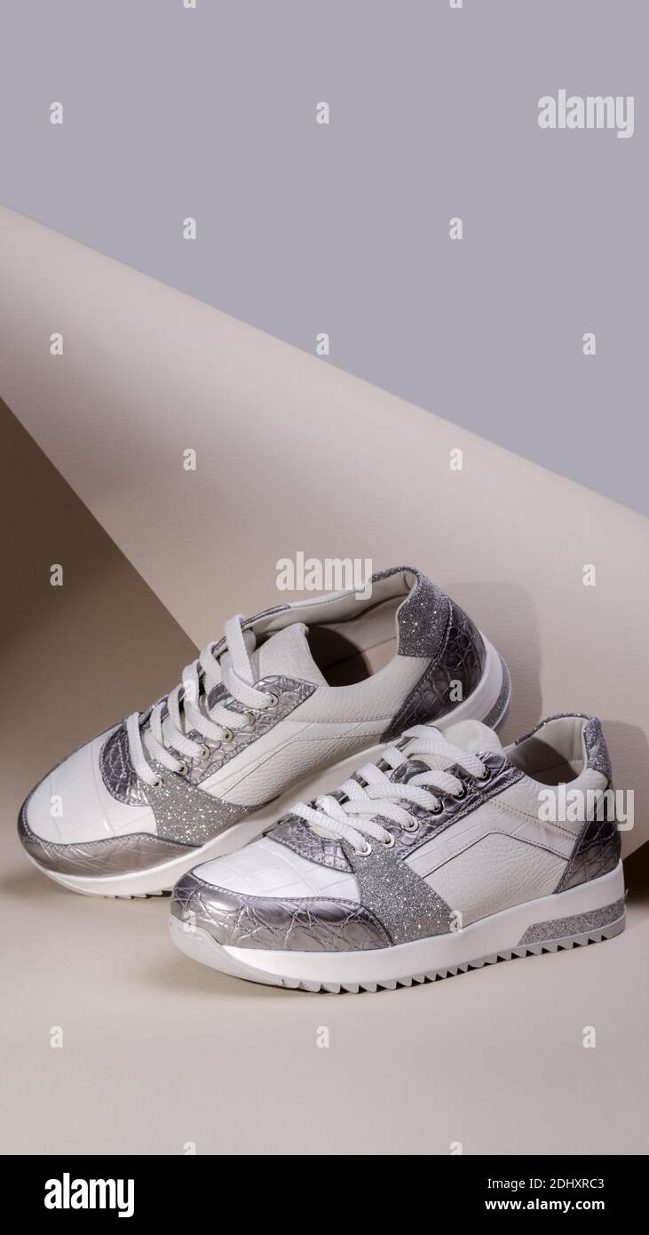 Fashionable snakeskin genuine leather sneakers. Handcrafted