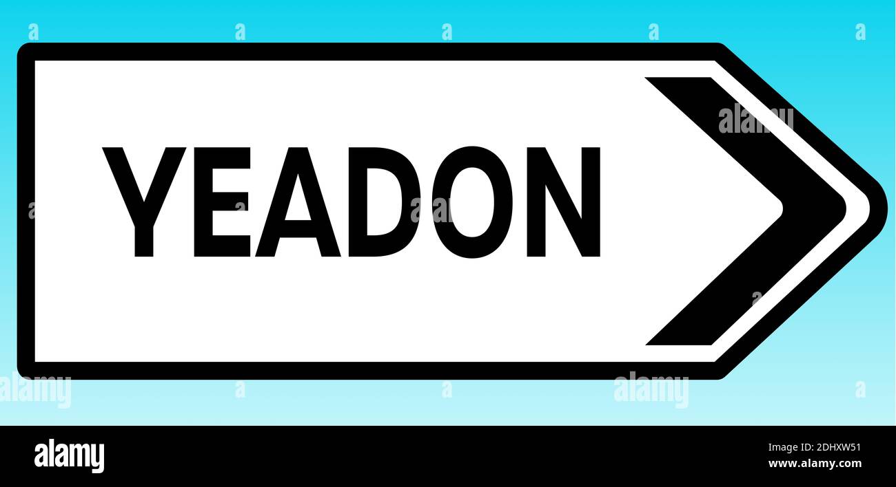 A graphic illlustration of a British road sign pointing to Yeadon Stock