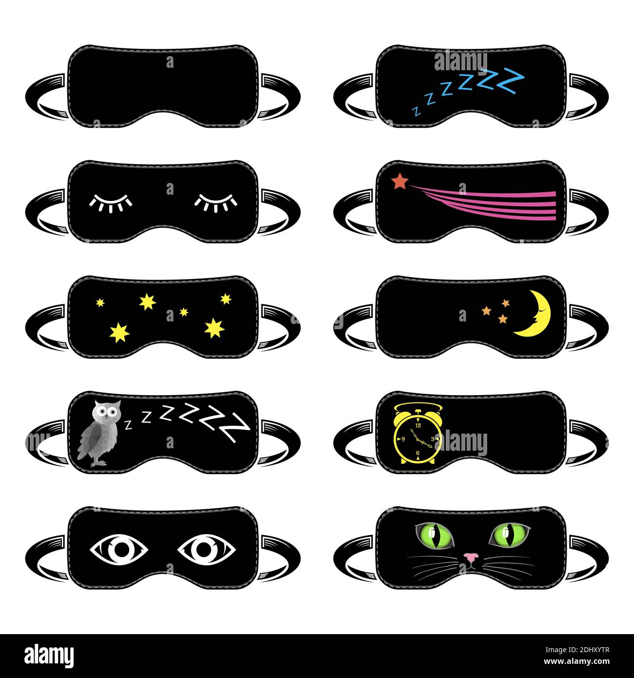 Sleep Mask Icon Set Isolated on White Background Stock Vector