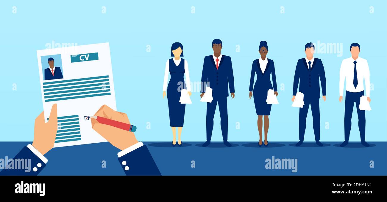 Vector of a businessman recruiter making a candidate choice at a job interview Stock Vector