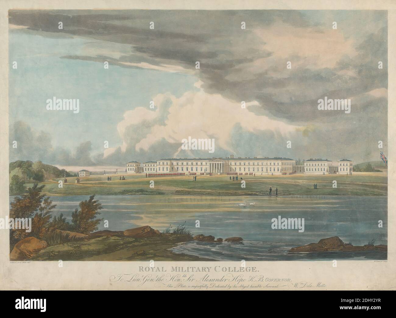 Royal Military College, William James Bennett, 1787–1844, British, after unknown artist, ( W. de la Mette ), c. 1813, Colored aquatint, Sheet: 14 5/8 x 22in. (37.1 x 55.9cm Stock Photo
