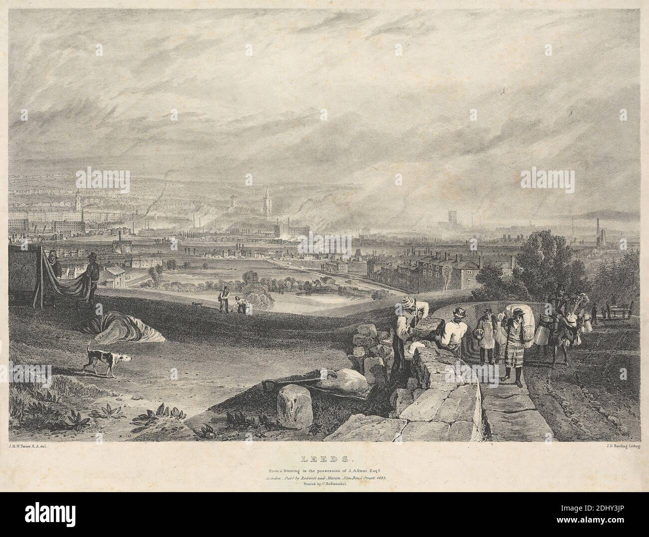 Leeds, James Duffield Harding, 1798–1863, British, after Joseph Mallord William Turner, 1775–1851, British, 1823, Lithograph, Sheet: 11 3/4 x 17in. (29.8 x 43.2cm Stock Photo