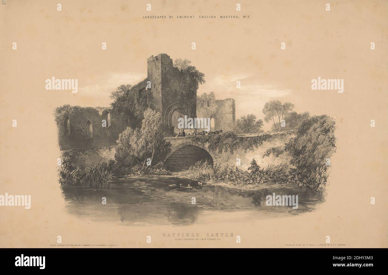 Hatfield Castle, William Gauci, active 1825–1854, British, after Joseph Mallord William Turner, 1775–1851, British, 1852, As published, plain Stock Photo