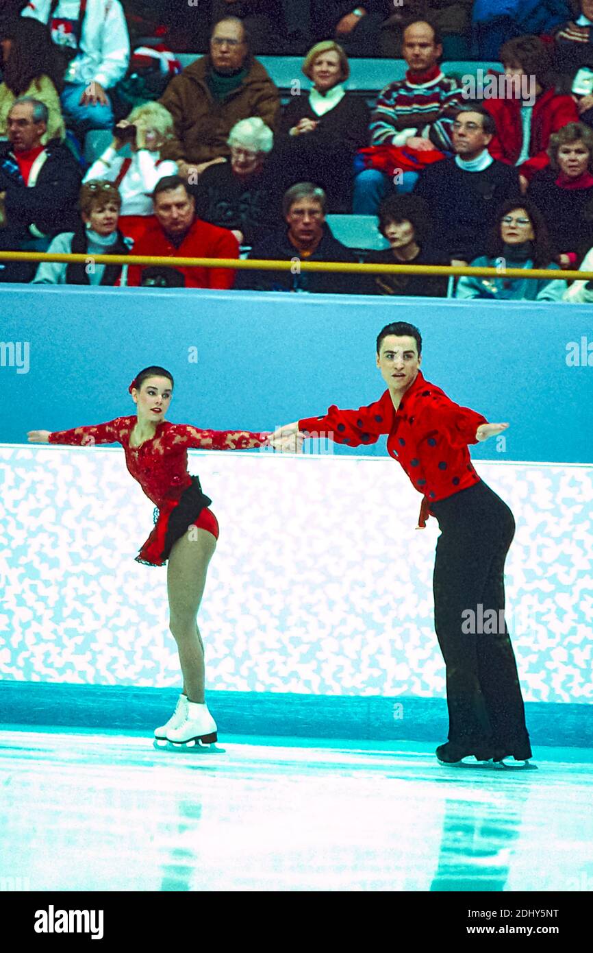 Ekaterina Gordeeva / Sergei Grinkov (URS) gold medalist in pairs figure skating at the 1994 Olympic Winter Games. Stock Photo