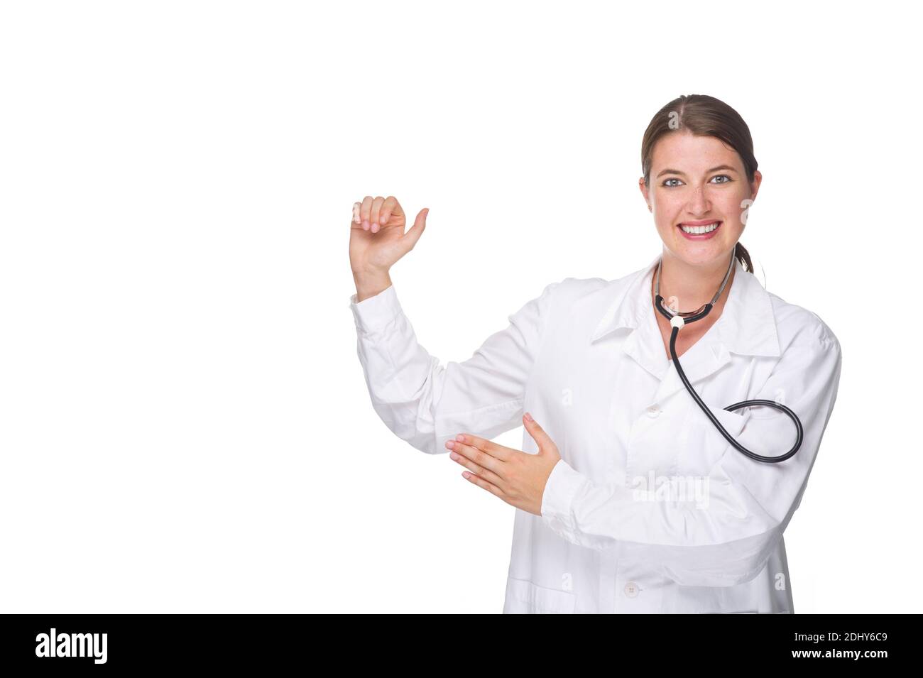 Ärztin mit Stethoskop, 30, 35, Jahre, Model Release, Visite Stock Photo