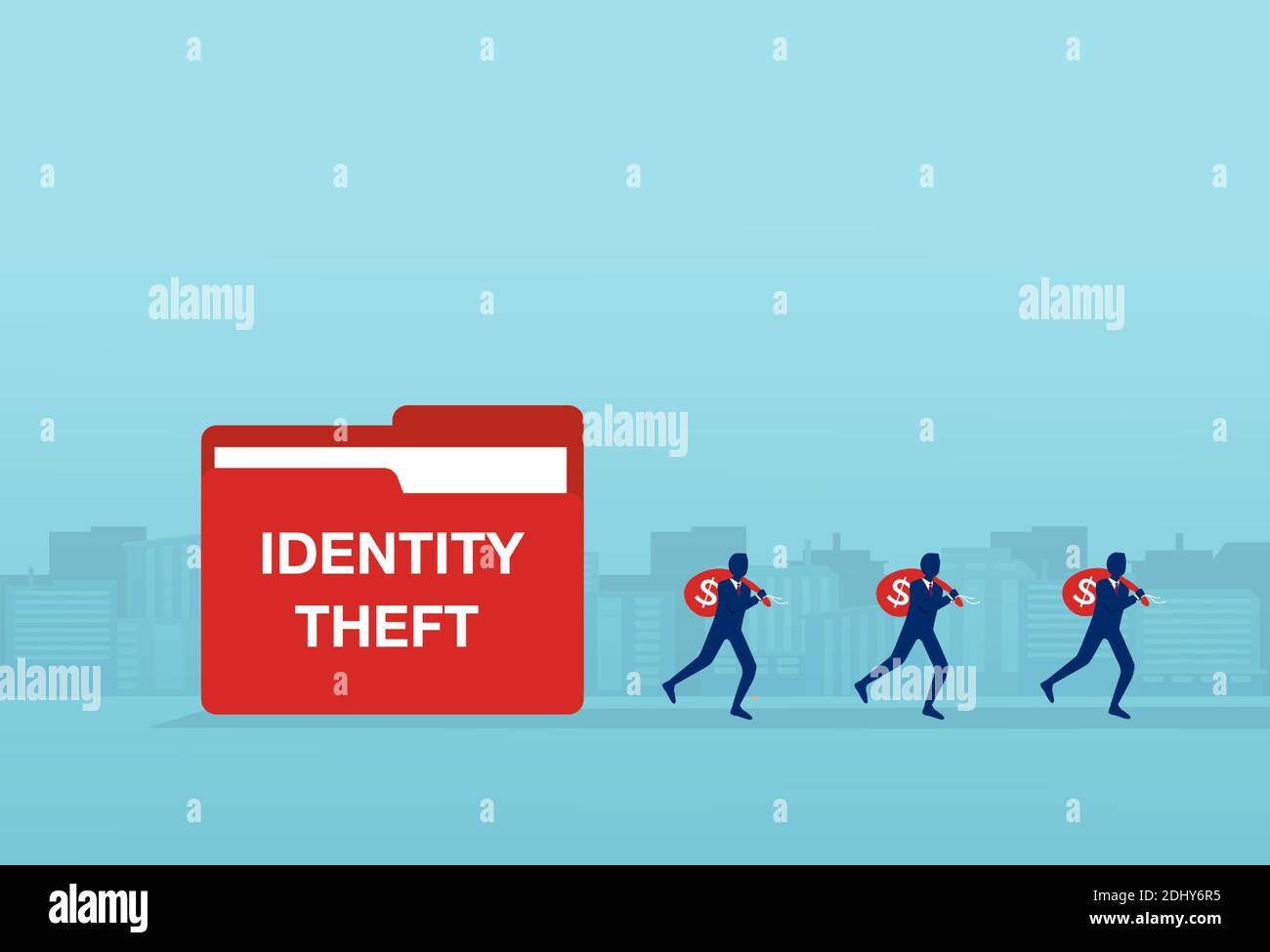 Identify theft and financial fraud concept Stock Vector