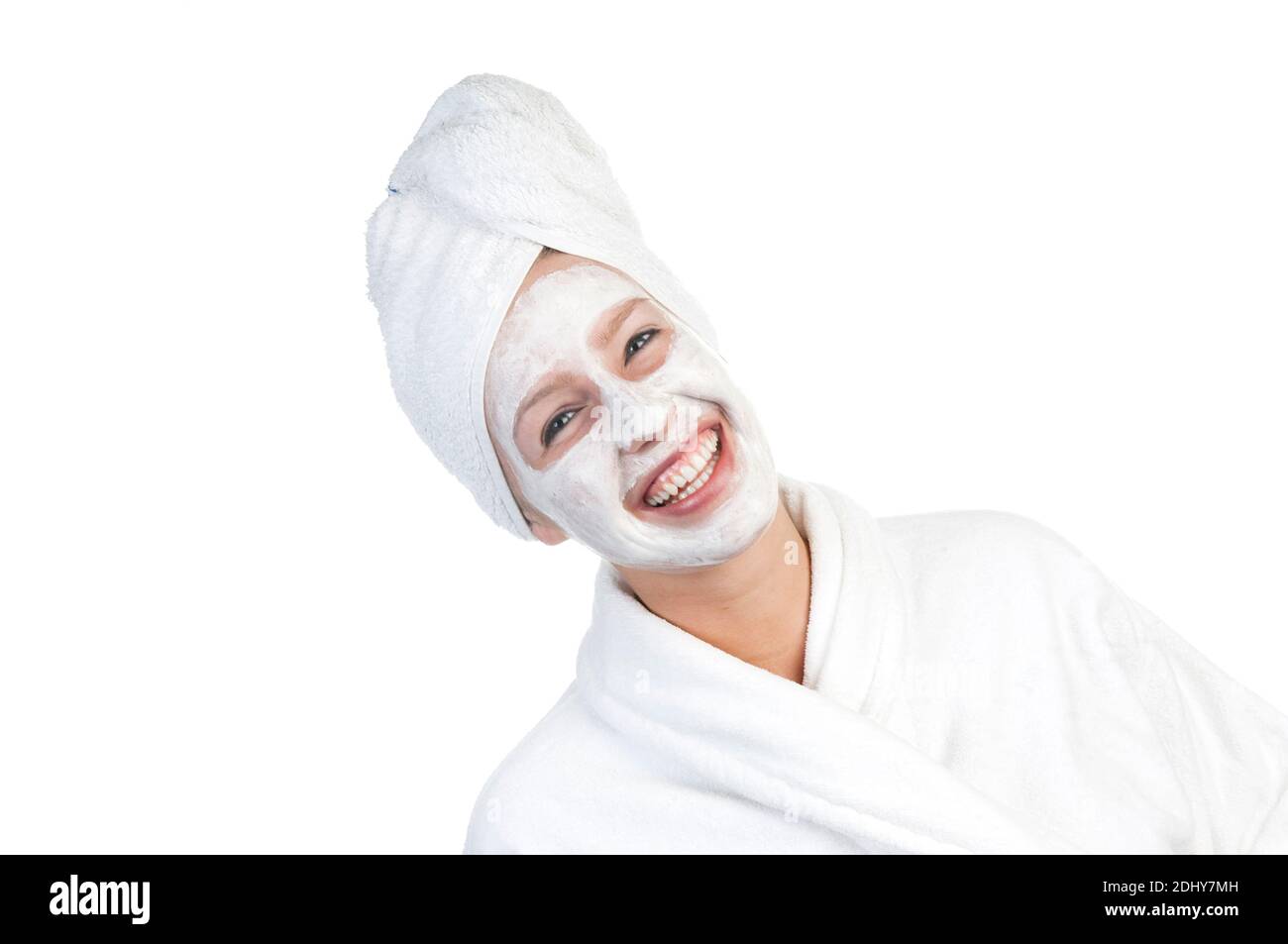 Schönheitspflege, Frau mit Gurkenmaske Stock Photo