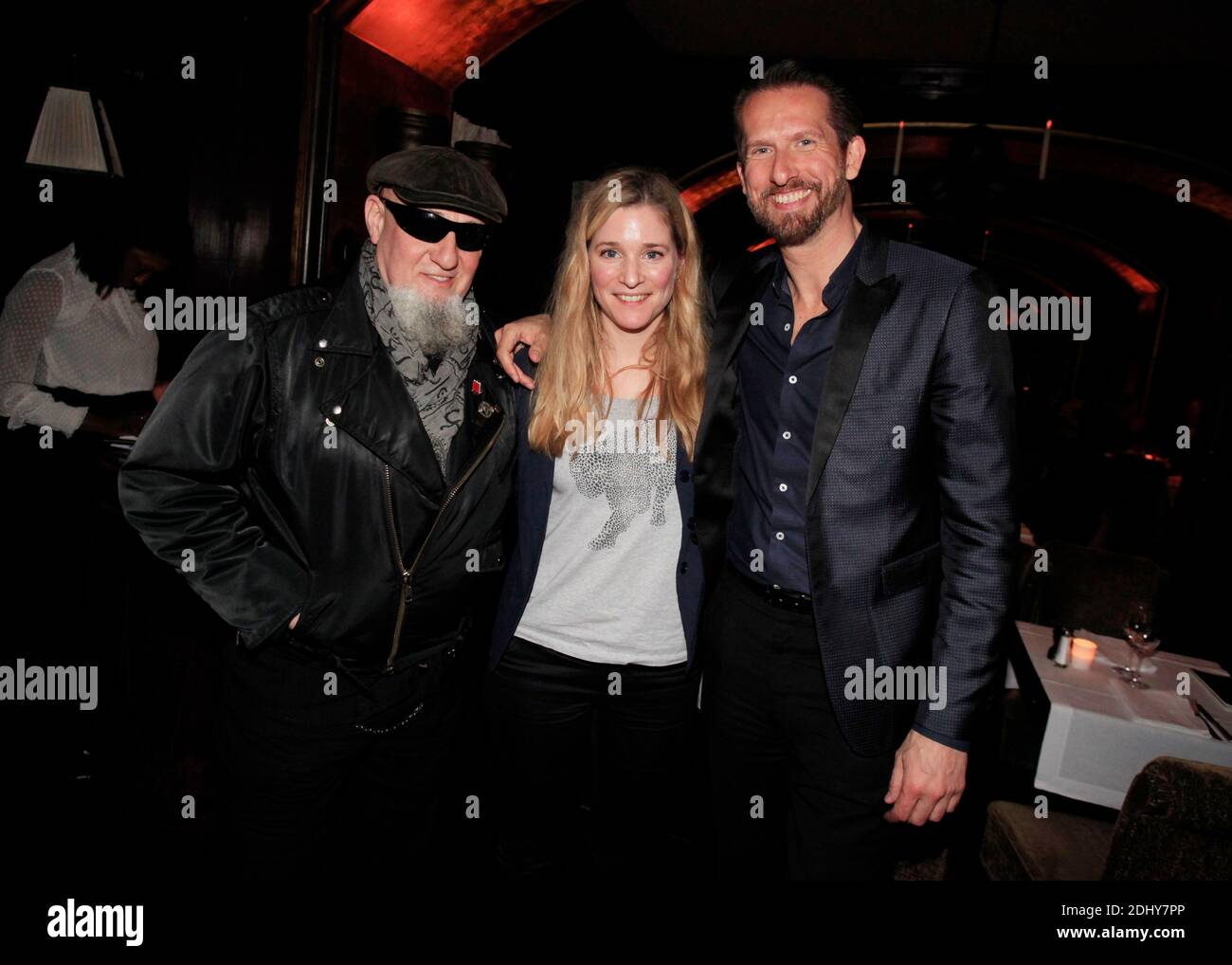 EXCLUSIF - Charlelie Couture, Natacha Regnier et Sam Bobino lors du diner  d'anniversaire de Sam Bobino au restaurant L'Esplanade, a Paris, France. Le  31 Mars 2016. Pour son anniversaire le relation publique