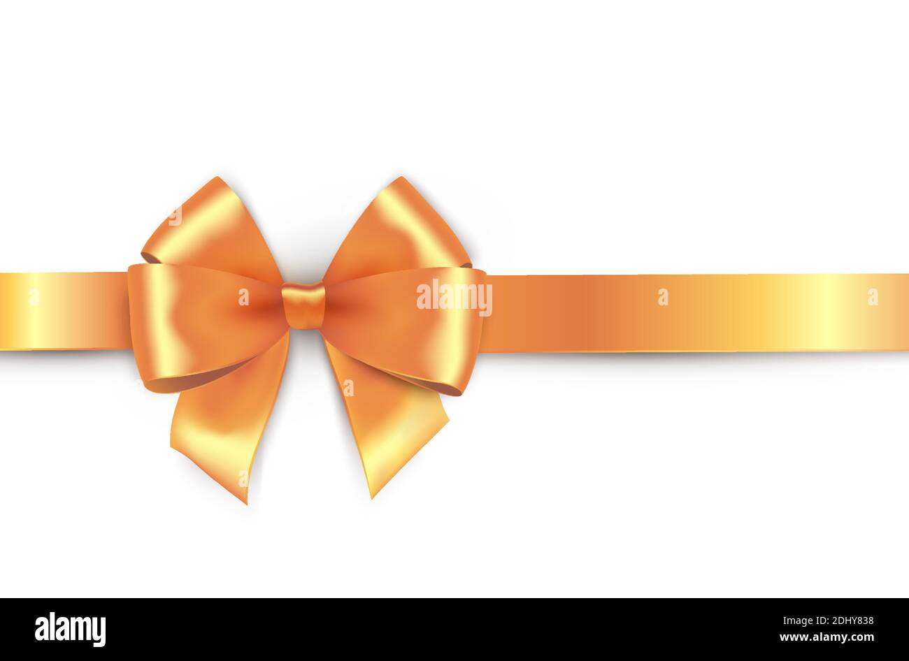 Shiny gold satin ribbon on white background. Vector Stock Vector