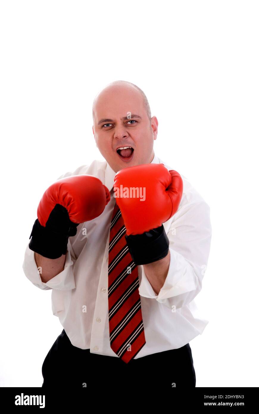 Rentner mit Boxhandschuhe Stock Photo