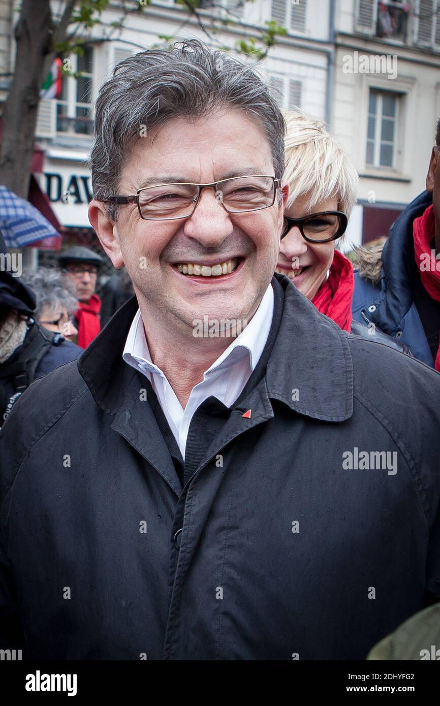 Jean-Luc Melenchon manifest with High school students, called by youth  organizations and students' unions, demonstrate in Paris, France on April  9, 2016 to protest the government's planned deeply unpopular labour  reforms. France