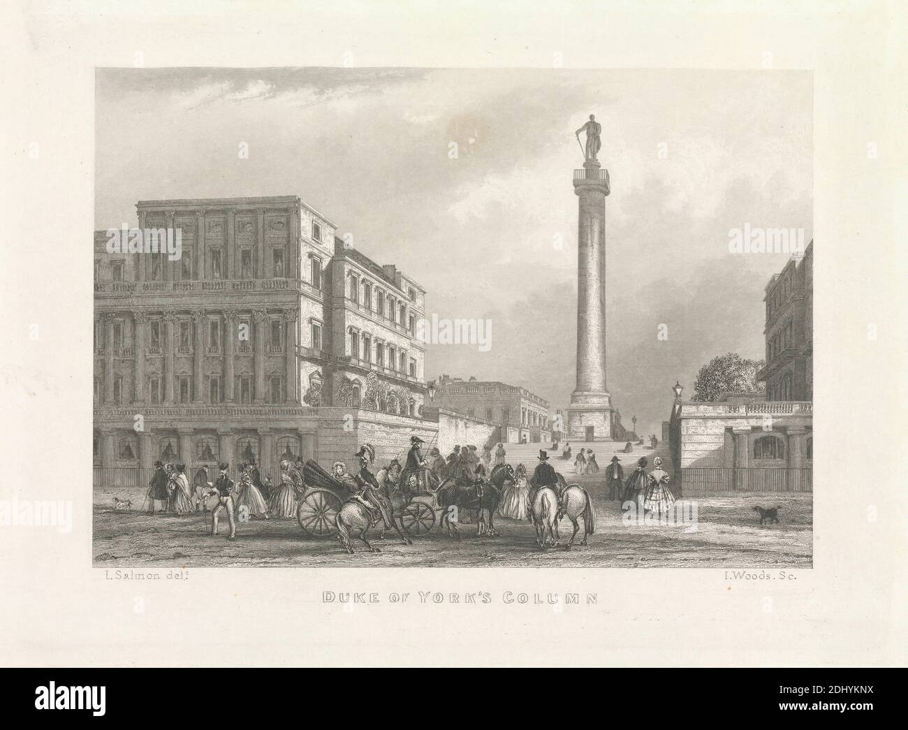 The Duke of York's Column, John Woods, active 1836–1860, after John Salmon, 1808–1886, British, 1840, Engraving Stock Photo