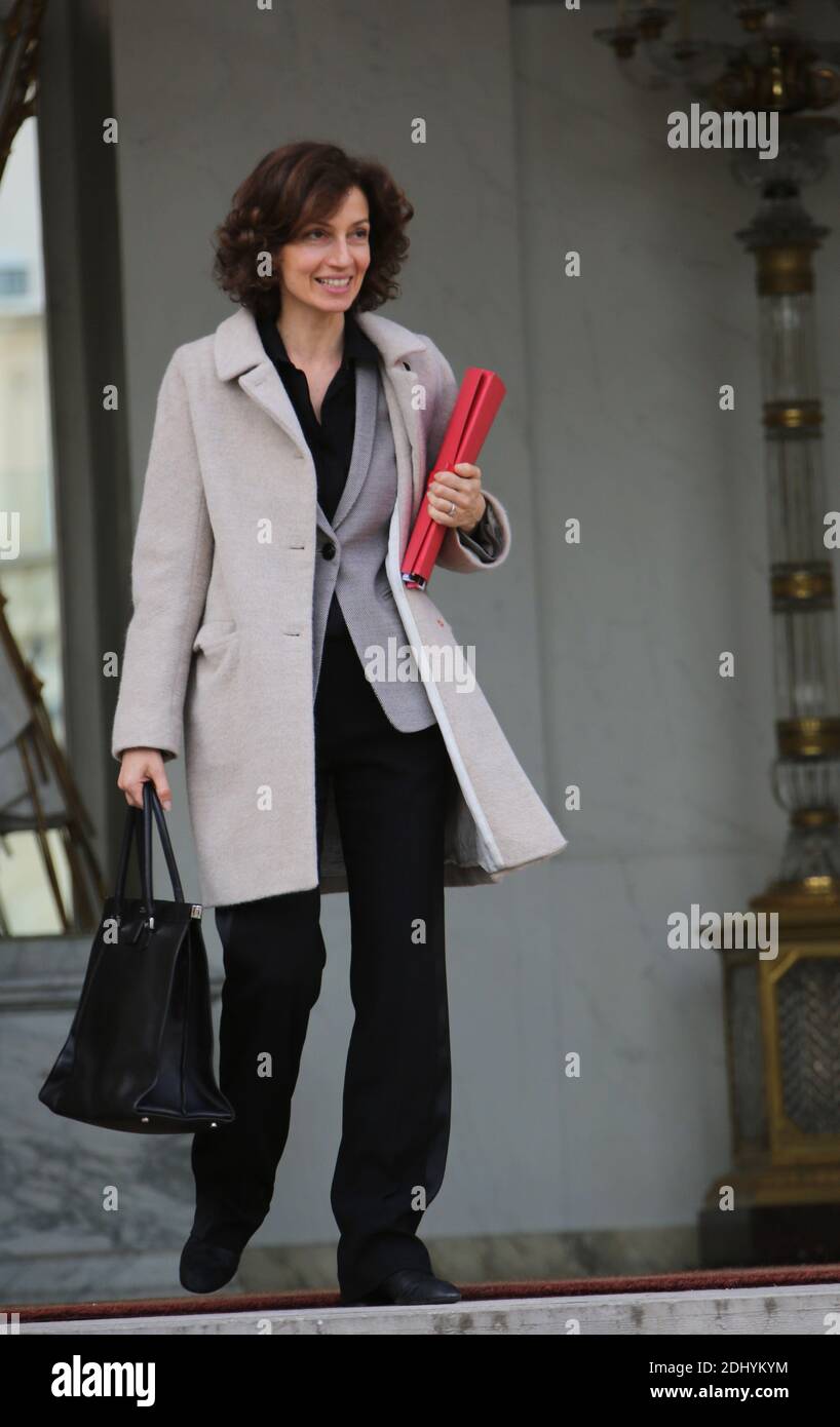 Minister of Culture and Communication Audrey Azoulay leaving the Elysee Palace following the weekly cabinet meeting, in Paris, France on April 13, 2016. Photo by Somer/ABACAPRESS.COM Stock Photo